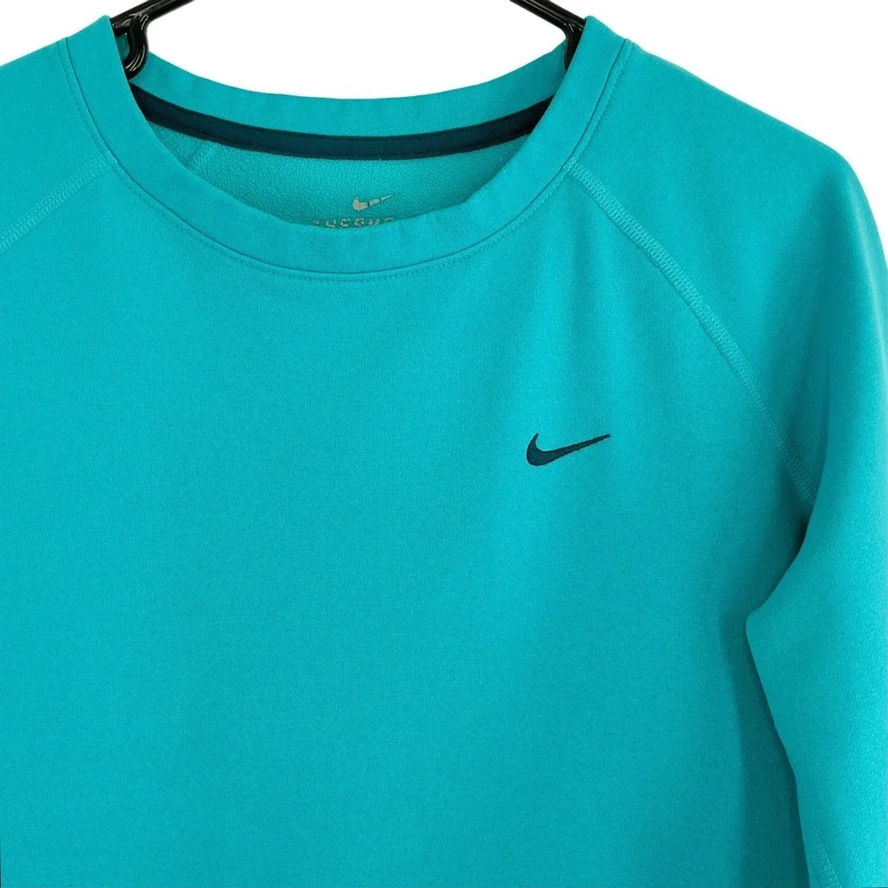 Nike Therma-FIT Men's Medium‎ Teal Crewneck Sweatshirt Pullover Pocket Athletic